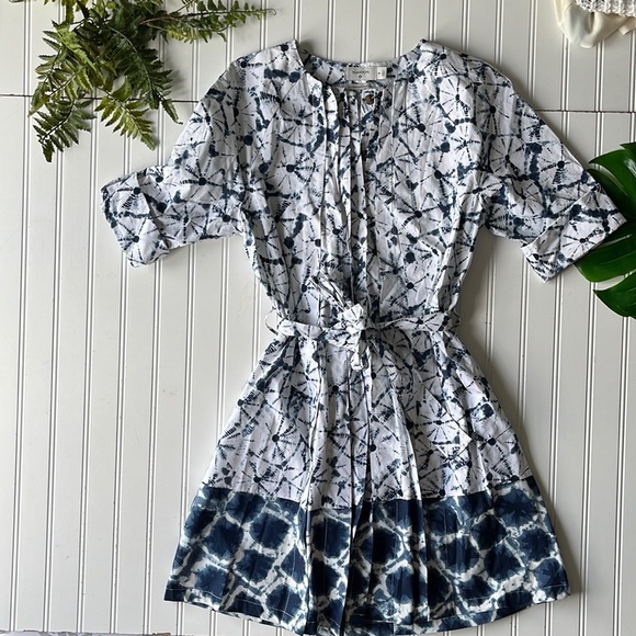 Thakoon anniversary edition dress blue white splatter watercolor pleated dress - Picture 2 of 11